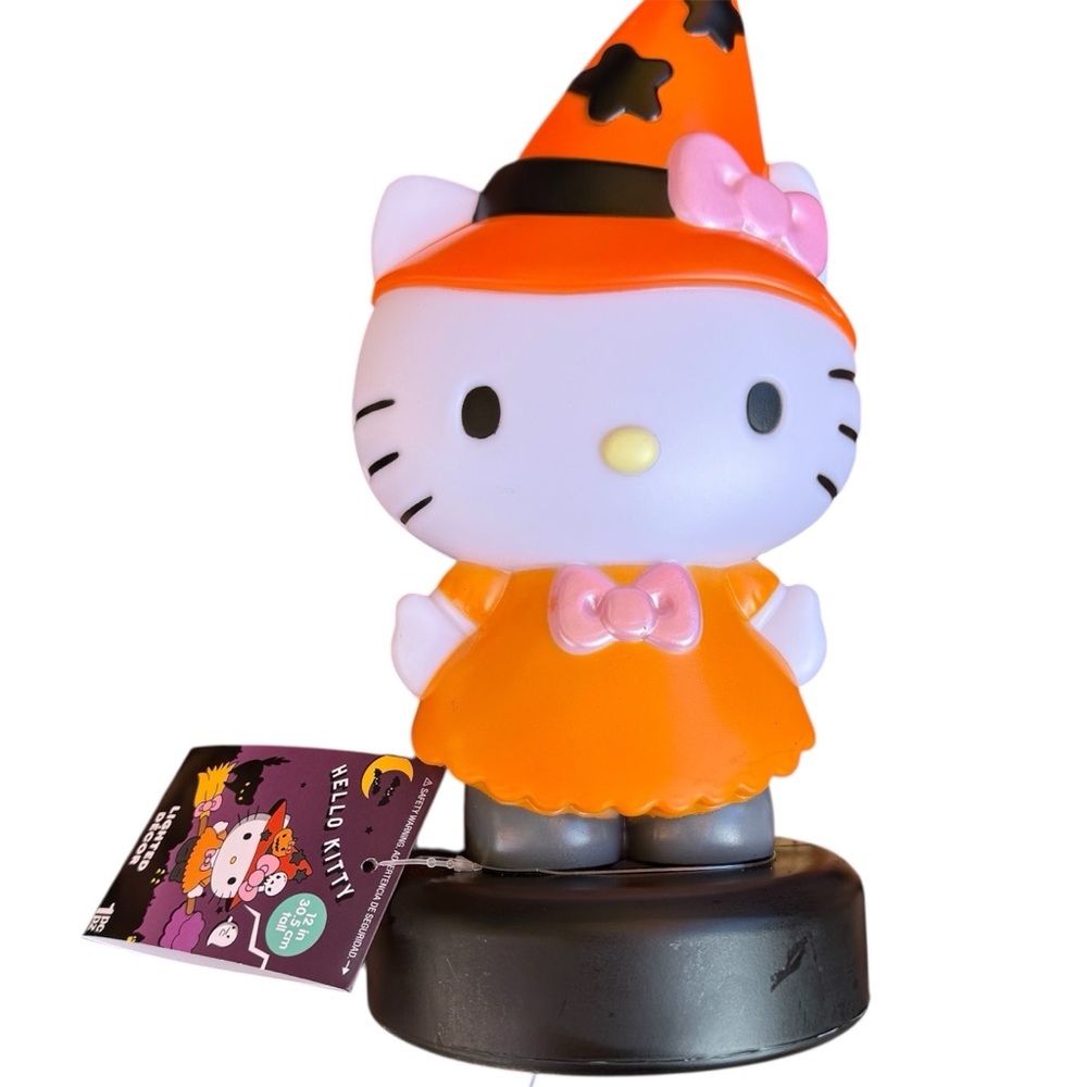 Sanrio Hello Kitty Orange Kawaii Witch Halloween Light Up Blow Mold Decor NWT